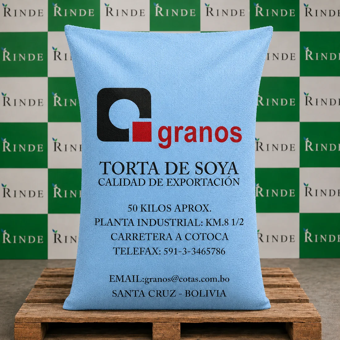 Torta de Soya Hi Pro, saco celeste de 50 kg